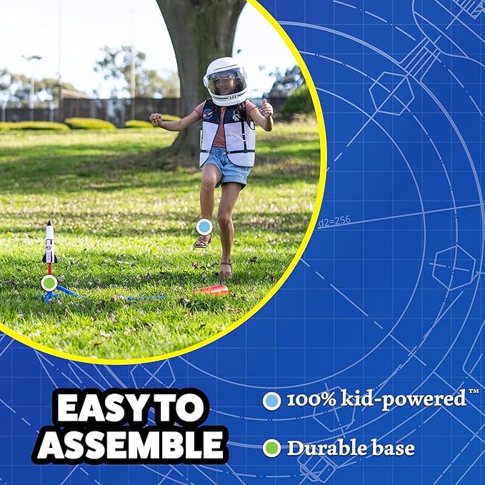 Stomp Rocket Space Collection Rocket Launcher for Kids, 3 NASA Rockets - Backyard & Outdoor Fun Toy Gift for Boys & Girls - STEM Soft Foam Blaster Set Soars Up to 100 Feet - Ages 5 & Up