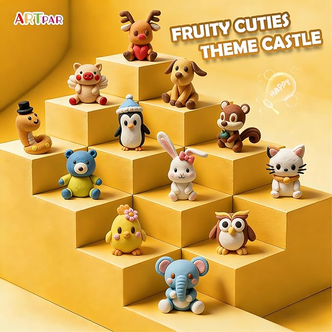 Air Dry Clay Kit for Kids-12 Animals Modeling Magic Clay,DIY Art Crafts Molding Clay Set,Ultra Light & Soft, Safe & Non-Stick with Sculpting Tools & Tutorials, Unique Gifts for Boys & Girls