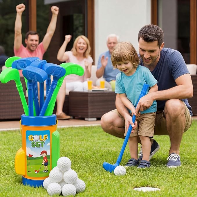 24 Pcs Plastic Mini Golf Clubs for Toddlers, Kids Golf Clubs Toy Set, Toy Balls for Kids Toddlers Outdoor Indoor Lawn Sports for Boys Girls (Simpel)