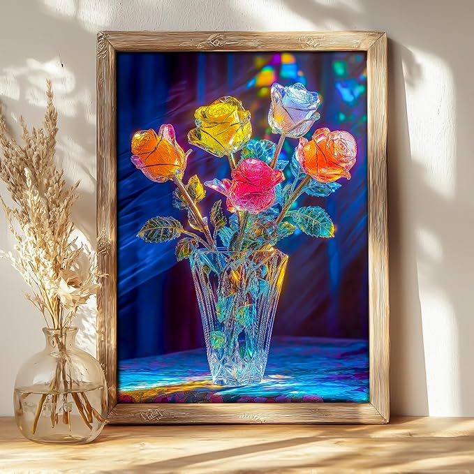 Bgraamiens Rose-1000 Pieces Rose Flowers Puzzle for Adults, Unique Flowers Art Home Decor, Valentine's Day Gift