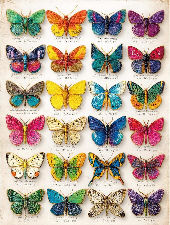 1000 Piece Puzzles for Adults,Butterfly Specimen Jigsaw Puzzle 1000 Pieces for Adults Seniors,Challenging Family Games Holiday Party Gifts -1:1 Poster Interlock Perfectly Letter on Back