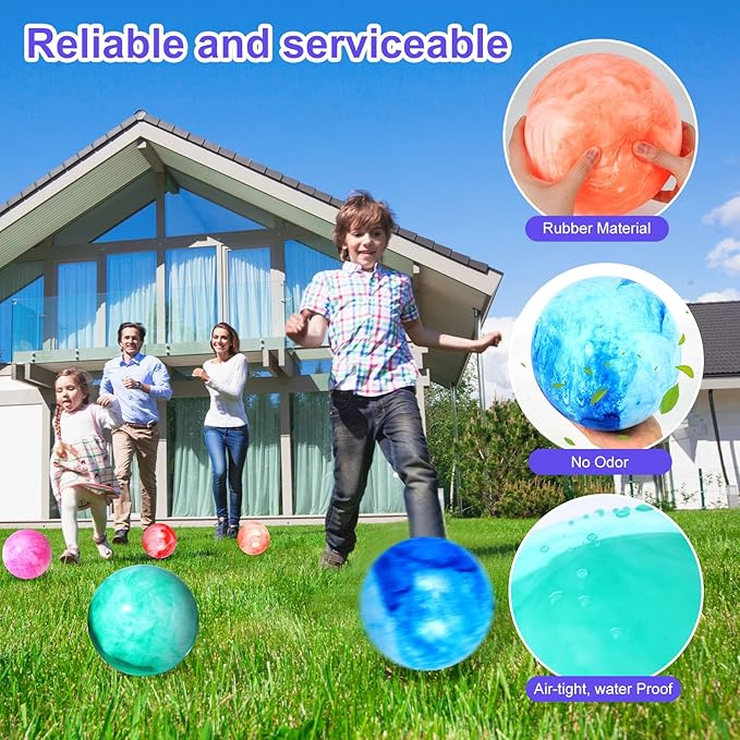 AMOR PRESENT 4PCS Playground Balls for Kids, 9 Inches Dodgeballs Bouncy Balls, Rubber Inflatable Kickball with Air Pump for Indoor Outdoor Sport Games