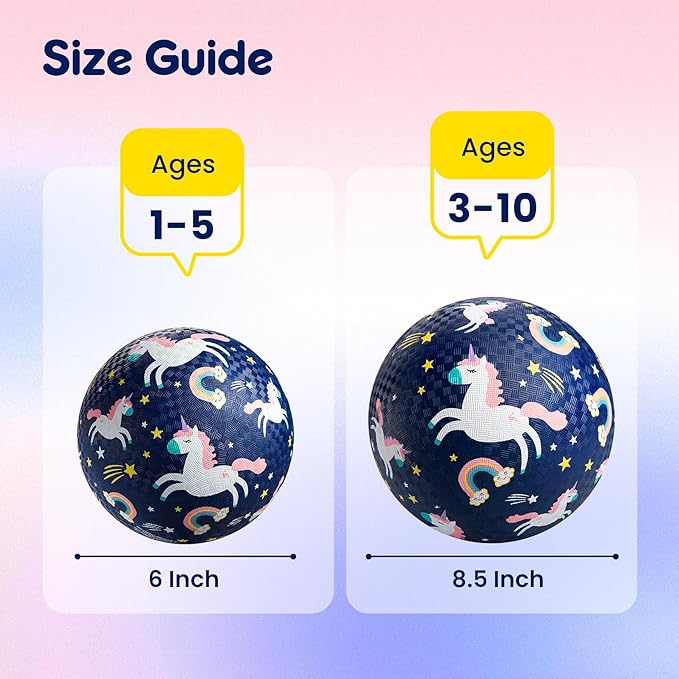 U&C Planet Playground Balls for Toddlers 1-3, 2 Pack 6 inch 8.5 inch Kickball for Kids Outdoor Indoor, Catoon Rubber Balls with Pump, Child Gift for Boys Girls 1-3 3-5 5-10