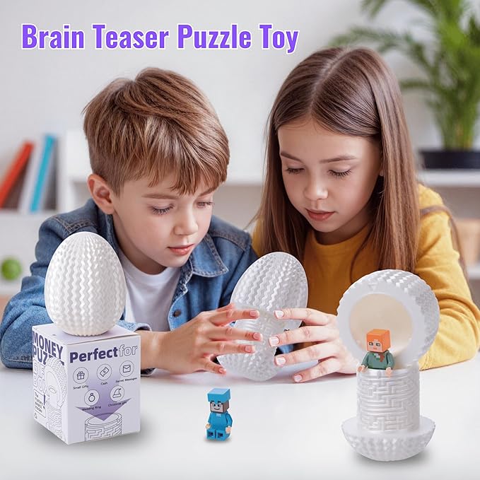 Maze Egg Money Puzzle Gift Box: Available in 4 Unique Internal Designs - Secret Cash Holder & Surprise Gift Container for Easter, Birthday, Wedding - Fun Brain Teaser Toy for Kids & Adults