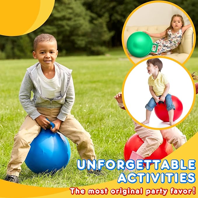 Lewtemi 5 Pcs Hopper Ball 22 Inch Outdoor Games Jumping Hopping Inflatable Bouncing Ball with Handle and Air Pump for Kids Adults Sport Field Playground Exercise Obstacle Course