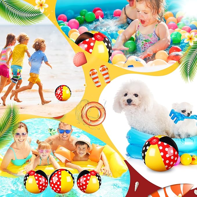 Leyndo 6 Pack Inflatable Beach Balls for Kid Party Favors for Birthday Summer Pool Novelty Water Beachball Game Toys for Boy Girl Gifts Class Party Decor (7.87")