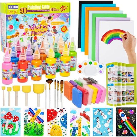 TSING Arts and Crafts for Kids - 40 Creative Painting Arts 350+pcs Painting Kits Ages 5-10 Year Old Girls & Boys - Art Supplies Set - Gift Ideas for Drawing Beginners Activity Toys