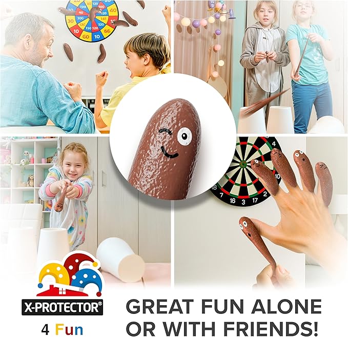 X-Protector Rubber Poop Slingshot - 12 PCS Pack Flying Fake Shot Finger Slingshot Toy - Squishy Poo Sling Shot Toys for Kids - Funny Poop Emoji Squishy Game!