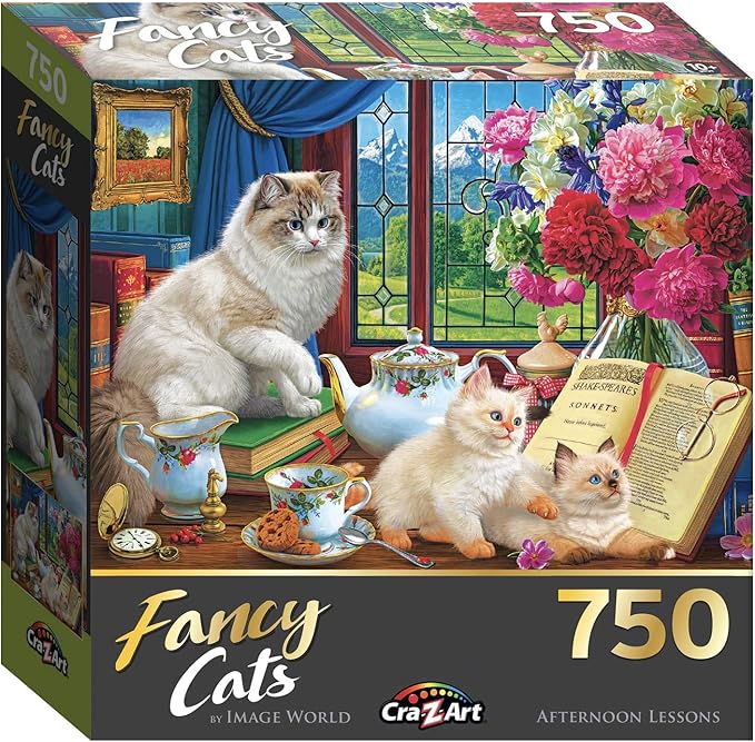 RoseArt - Fancy Cats - Afternoon Lessons - 750 Piece Jigsaw Puzzle for Adults