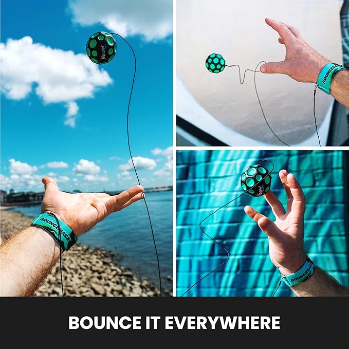 Waboba Bounceback Returning Black and Blue Moon Ball Hyper Bouncy Balls, Extreme Bounce and Fun, Super High Bouncing Ball for Active Play and Outdoor Games