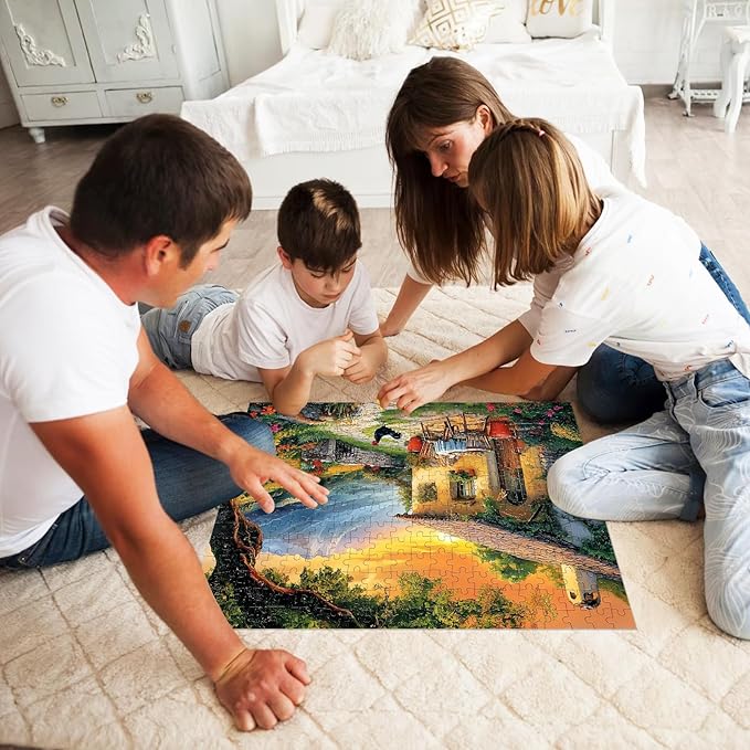 Jigsaw Puzzles 300 Pieces for Adults Village Puzzles Adults Kids Puzzles 300 Pieces Games Family Challenging Puzzle Gift Toy for Puzzle Enthusiasts Unique Brain Teaser 20.5x15IN