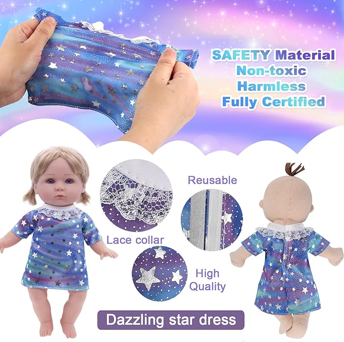 Alive Girl Doll Clothes - 12 Inch Dolls Clothes, 6 Different Dress Set Includes 4 Baby Dolls Dress 2 Jumpsuit, Princess Costume Dresses Decorative Accessories Fits All 12 inches Girls Doll, Girl Gift