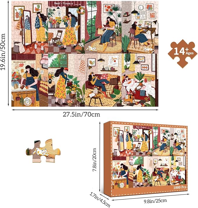 1000 Piece Puzzles for Adults,Relaxing Day Jigsaw Puzzle 1000 Pieces for Adults Seniors,Challenging Family Games Holiday Party Gifts -1:1 Poster Interlock Perfectly Letter on Back