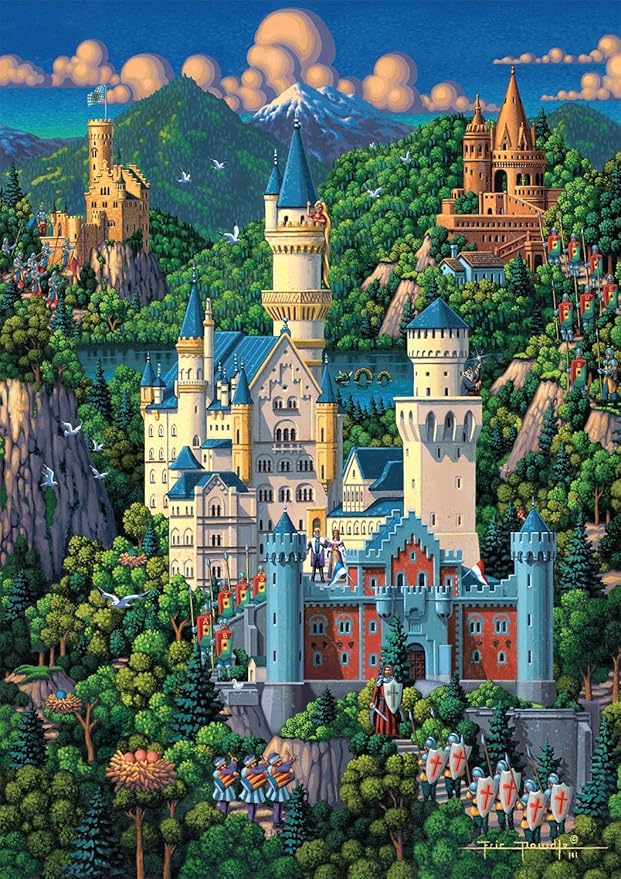 Buffalo Games - Dowdle - Neuschwanstein Castle - 300 Piece Jigsaw Puzzle for Adults -Challenging Puzzle Perfect for Game Nights - Finished Size is 21.25 x 15.00