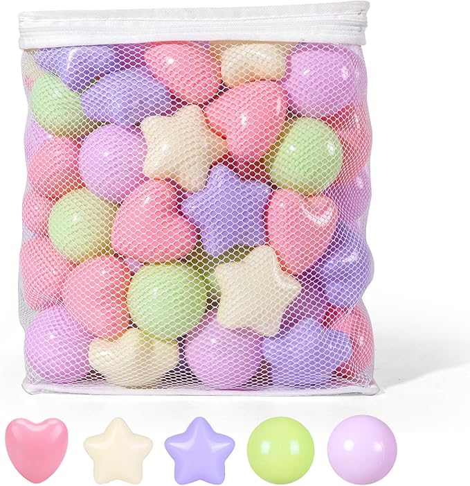 Star Ball Pit Balls for Toddlers -100pcs Macaron Pit Balls Phthalate Free BPA Free Crush Proof Play Balls Play Tent Pool Playhouse Playpen Party Decoration.