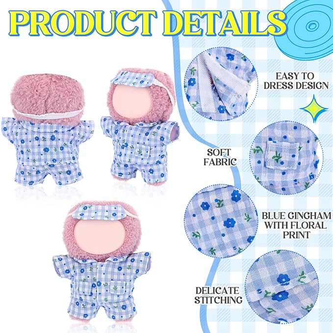 Simgoing 17cm Doll Clothes Pajamas Set with Pants Eye Mask Good Night Bedding Clothes Outfit Gifts Fits Most 17cm Dolls Accessories for DIY Dress up Lovers (Blue Floral)