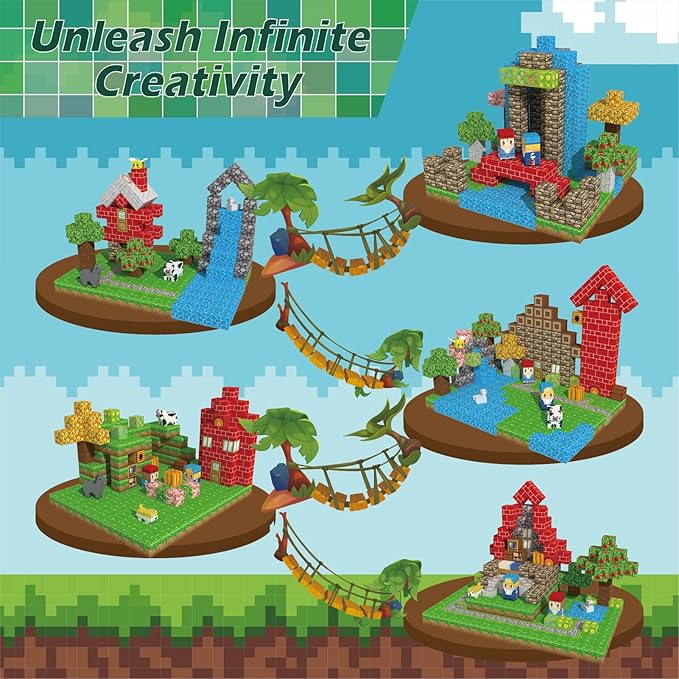 200 PCS Magnetic Blocks - Upgraded STEM Building Toys for Kids Featuring 5 Colorful Animal-Shaped Blocks, Magnetic Tiles for Kids 3+ Boys and Girls Christmas Birthday Gifts