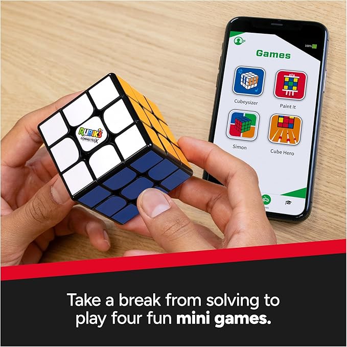 Rubik's Cube, The Official Rubik’s ConnectedX, Bluetooth-Enabled 3x3 Speed Cube with Guided Learning App for Beginners, Brain Teaser Fidget Toy & Puzzle, Easter Basket Stuffer, for Ages 8 & Up