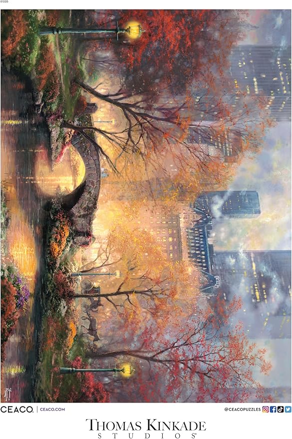Ceaco - Central Park in the Fall - Thomas Kinkade - Jigsaw Puzzle for Adults 1000 Pieces - Adult Puzzles Autumn New York City - Seasonal Art - 26.75 x 19.75
