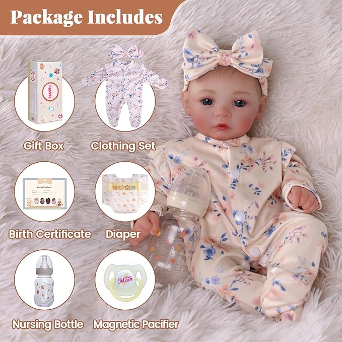 BABESIDE Lifelike Reborn Baby Dolls - 17-inch Cute Realistic Baby Doll Newborn Soft Cuddly Real Life Baby Dolls with Accessories for Kids Age 3+