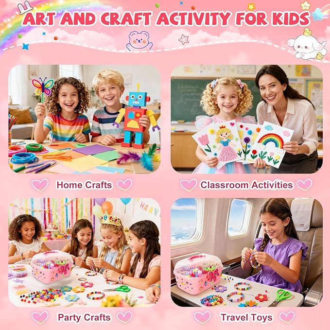 VERYHDSN Arts and Crafts Supplies for Kids-3000+ Pcs DIY Arts & Craft Kit for Boys Girls Ages 4 5 6 7 8 9 10 11 12, 25+Types Craft Materials Bulk, Larage Craft Box Set, Fun&Creative Gift