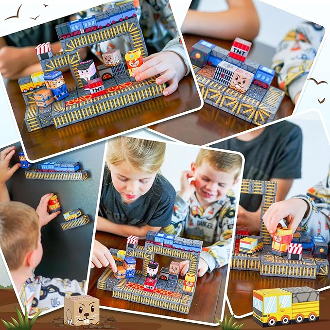 Coodoo Magnetic Blocks - Build Mine Magnet World Mine Train Track Set, Magnetic Building Blocks Toddler Toys STEM Sensory Outdoor Toys for 3+ Year Old Boys & Girls, Kids Toy for Ages 4-6 6-8 5-7