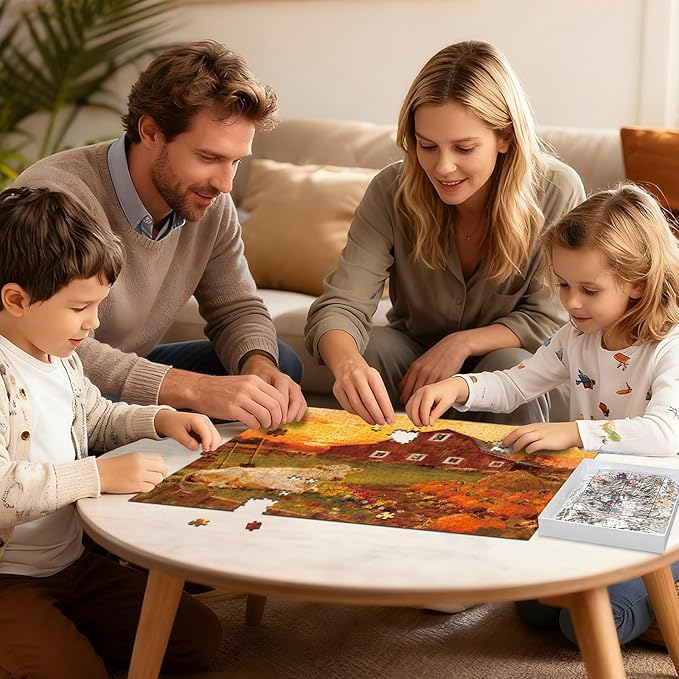 1000 Piece Puzzle for Adults Autumn Harvest Farm Jigsaw Puzzles with Letters on Back Family Impossible Challenging Puzzle Gift for Valentine Friends Parents(27.56x19.7 Inch)