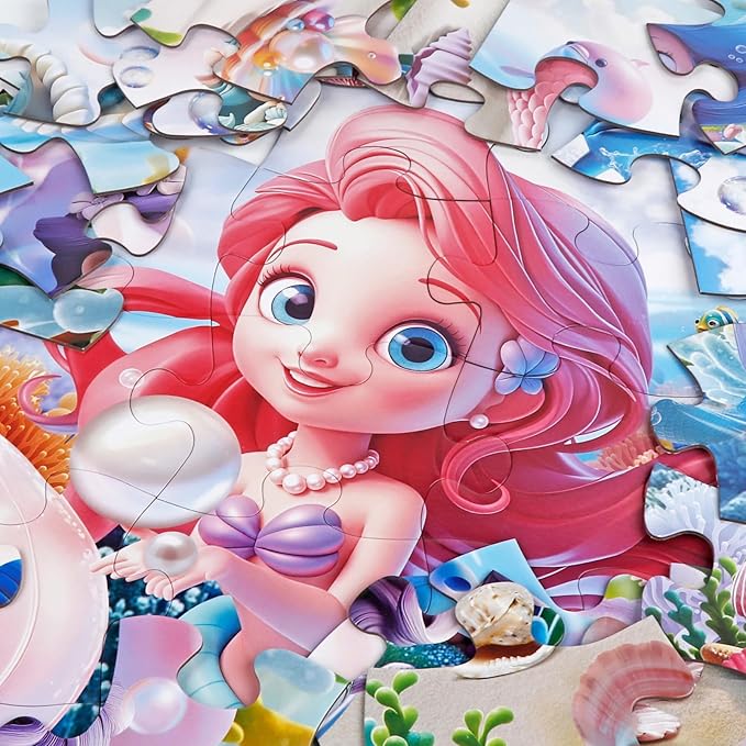 Jumbo Floor Puzzle for Toddlers & Kids Ages 3-5, 48-Piece Mermaid and Underwater Large Jigsaw Puzzle with Educational Fun, Easter Gift for Boys & Girls Ages 4-8