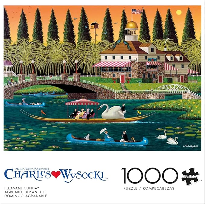 Buffalo Games – Pleasant Sunday – Charles Wysocki – 1000 Piece Jigsaw Puzzle  Colorful Puzzle for Adults – Precision-Cut Pieces, Beautiful Artwork, and Hours of Relaxing Fun