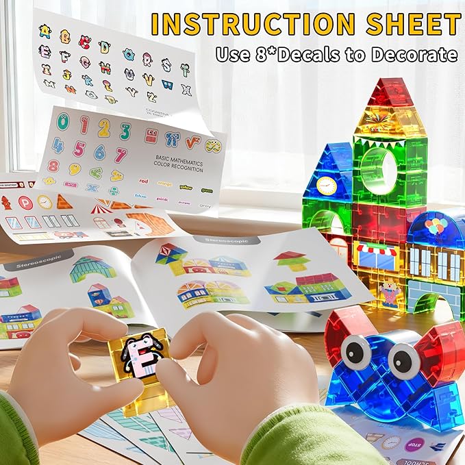 Magnet Toy for Toddlers 3-5, 115 Pieces Magnet Building Toys for Kids 4-8, Preschool Educational Christmas Birthday Gifts Toys for Kids Ages 3-5 Year Old Boys and Girls
