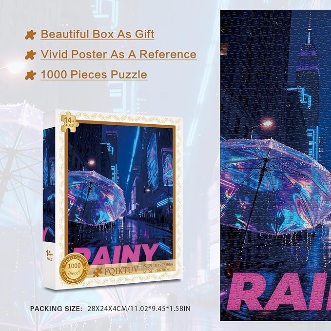 Puzzles for Adults 1000 Piece Jigsaw Puzzles with Letters on Back Impossible Challenge Puzzle Rainy Day Interlock Perfectly No Dust Wall Deko Fun Gift(27.56x19.7 Inch)