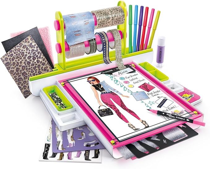 Canal Toys Style 4 Ever Fashion Design Studio, Design Your own Fashions, Design Sheets with Stencils, Stickers, and Fabrics, Add Colors, Patterns, and Textures, All Organized in The Stylish Studio