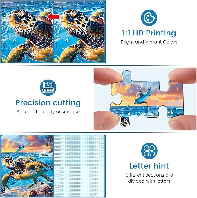 500 Piece Puzzle for Adults-Sea Turtle Puzzle| Recycled Cardboard Jigsaw Puzzles 500 Pieces | Challenging Family Activity Great Gift Idea for Family Friends | Difficult Puzzles Size 20.5X 15 inches
