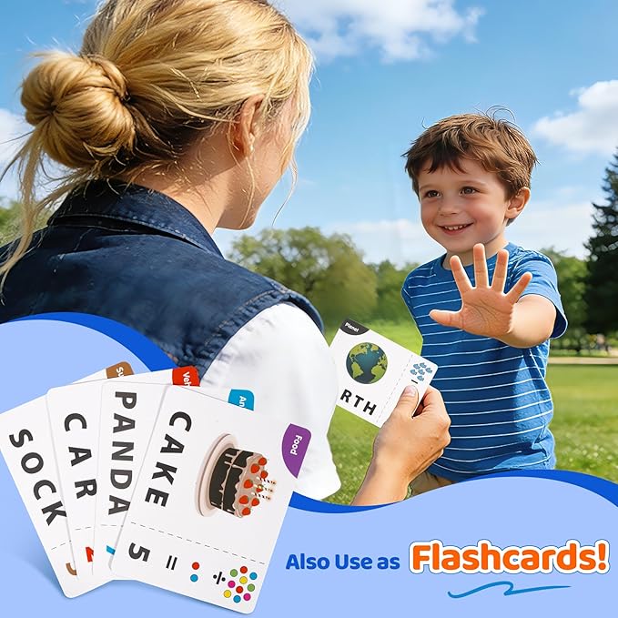 2 in 1 Kids Educational Toys, Spelling & Math Learning Game with Flash Cards Letter Cubes Number Blocks Matching Tray, Montessori Preschool Learning Toys for Toddlers Ages 3-8 Boys Girls