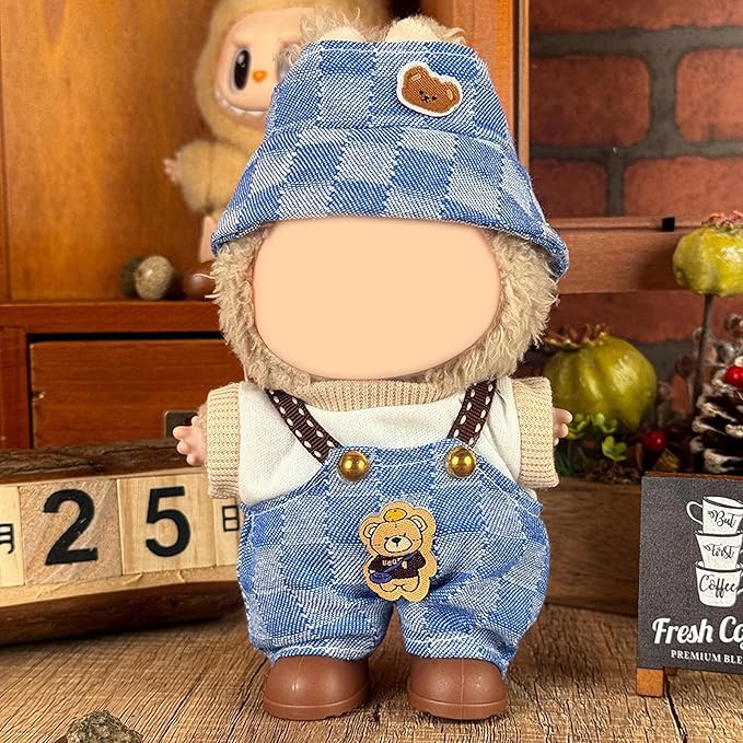 6 Pack Doll Clothes for LABUBU 17cm Doll, Exquisite Luxury Designer Outfits with Hats & Accessories, Cute Doll Clothing Set Suitable for Dress up Unique Style (No Dolls)