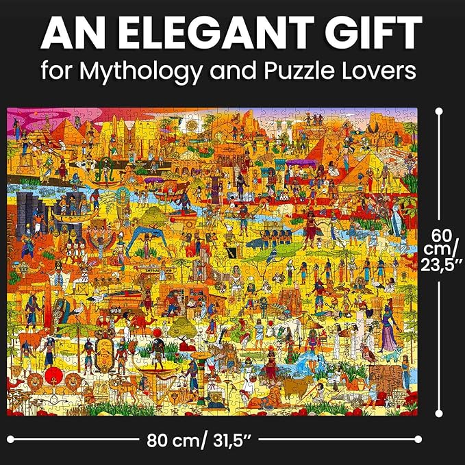 QUOKKA 1000 Piece Jigsaw Puzzle for Adults Egyptian Gods – Puzzles for Adults 1000 Pieces Premium Box Packaging - Extra Fun Hidden Secrets & Audio Story – Perfect Relaxation & Creativity & Gift