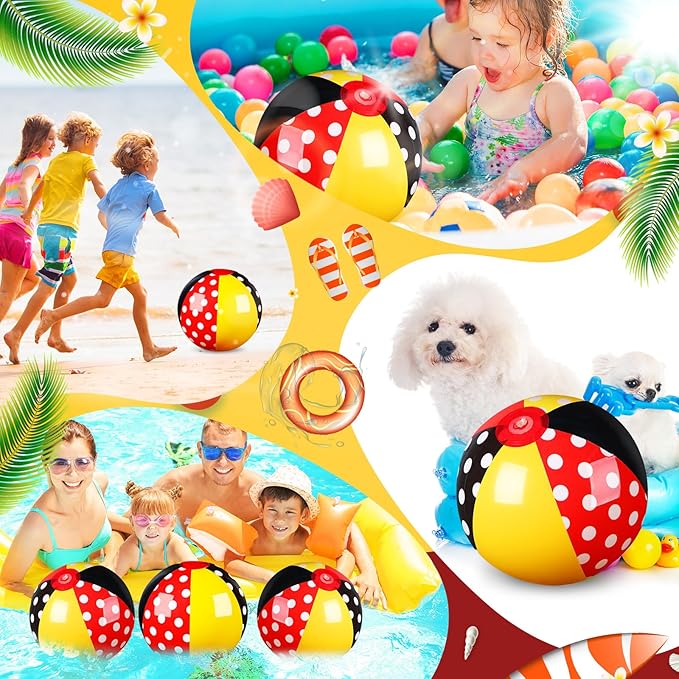 Leyndo 4 Pack Inflatable Beach Balls for Kid Party Favors for Birthday Summer Pool Novelty Water Beachball Game Toys for Boy Girl Gifts Class Party Decor (11.81")