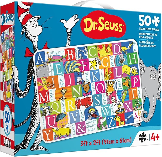 Buffalo Games Dr. Seuss Alphabet 50 PC Floor Puzzle - Family Fun Extra Large Jigsaw - Finished Size is 3' x 2'