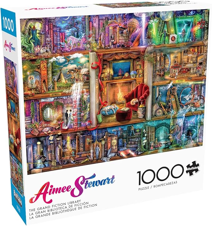 Puzzles for Adults 1000 Pieces – Buffalo Games The Grand Fiction Library by Aimee Stewart, Colorful Challenging 1000 Piece Jigsaw Puzzle for Adults with Poster, Made in The USA