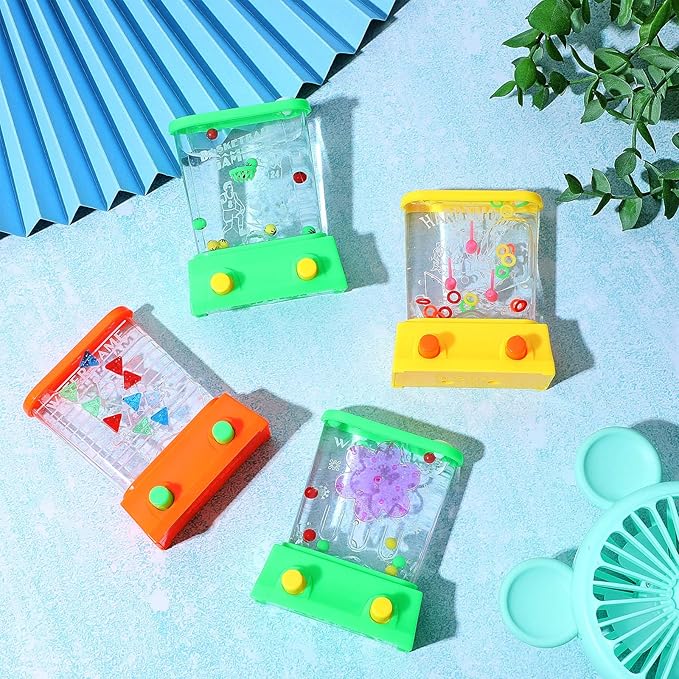 Gejoy 4 Pieces Water Games Handheld Easter Basket Stuffers for Kids Water Ring Toss Handheld Game Mini Retro Pastime Car Toys Fidget Autism Toys for Easter Children Boys Girls Birthday(Classic Style)
