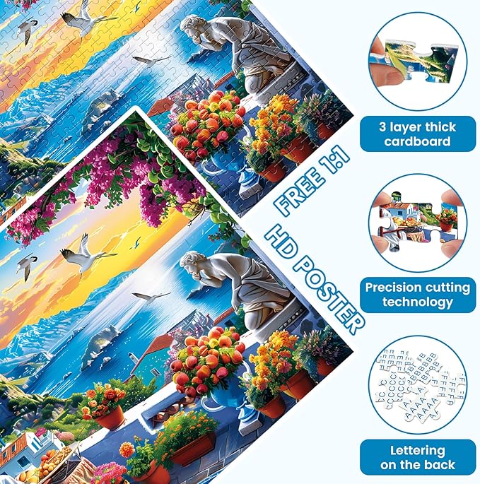 500 Piece Puzzles for Adults, seafront Jigsaw Puzzle, Nature Landscape Jigsaw Puzzle, Creative Games and Holiday Party Gifts, Fun and Challenging Family Games 20.5×15 in