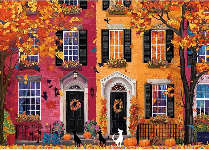 Color Townhouses 1000 Piece Puzzle for Adults, Funny Puzzles for Adults 1000 Pieces with HD Print & Poster, 27.5 * 19.7 in Dust Free, for 2026 Gifts Family Party Games