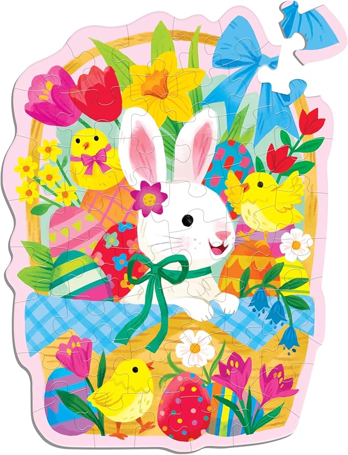 Mudpuppy Bunny Basket – 48 Piece Mini Puzzle with Colorful and Fun Illustrations of A Cute Bunny in A Basket