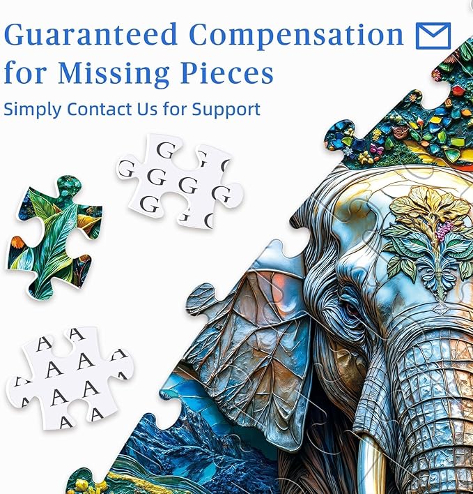 Round Jigsaw Puzzle 1000 Pieces - Majestic Elephant Art Design - 26.6" Circular Challenge, Wildlife Jungle Scene, Mindful Stress Relief Gift for Adults & Teens