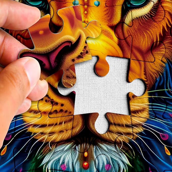 Colorful Lion King Flower Jigsaw Puzzle 1000 Piece for Adult, Art Rainbow Animal Funny Jigsaw Puzzles, Nature Cool Aesthetic Puzzle