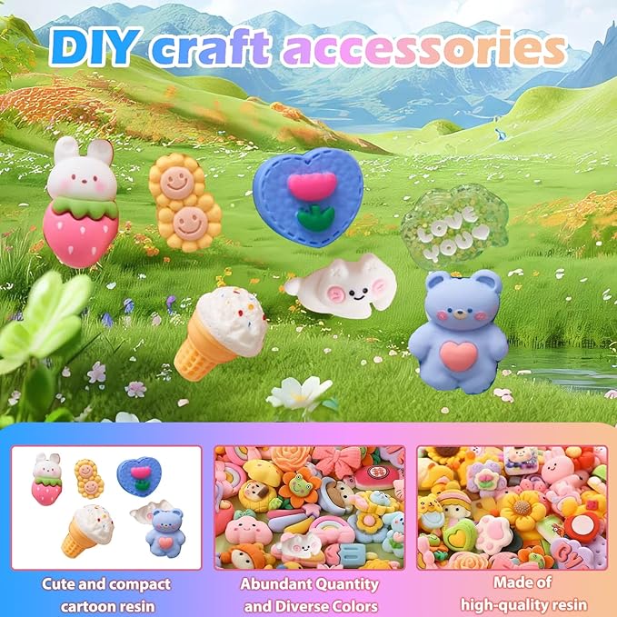 50PCS Vibrant Cartoon Resin Blind Bags – Colorful Mini Charms for Crafts, DIY Phone Case Decoration, Cute Resin Figures & Creative Art Projects