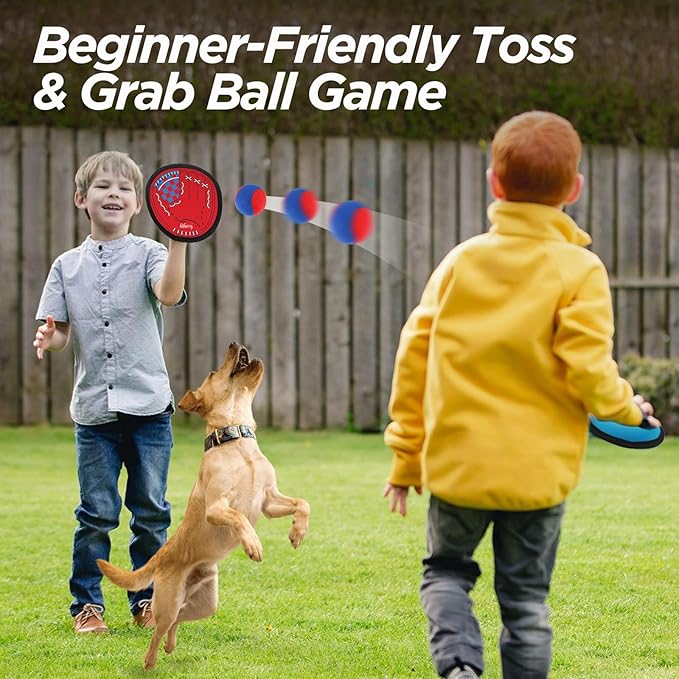 Liberry Toddler Baseball Glove and Ball Set for Boys Girls 3–12, Toss and Grab Sticky Ball Game with Adjustable Mitts, Kids Sports Toy Gift for Outdoor Indoor Family Play