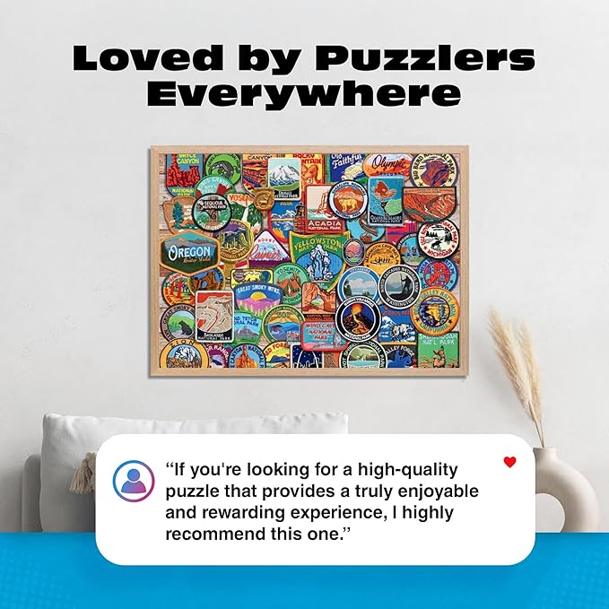 Buffalo Games - National Park Patches - Lewis T. Johnson - 1000 Piece Jigsaw Puzzle for Adults - Colorful Travel Puzzle for Nature Fans and Hikers - Finished Size 26.75 x 19.75