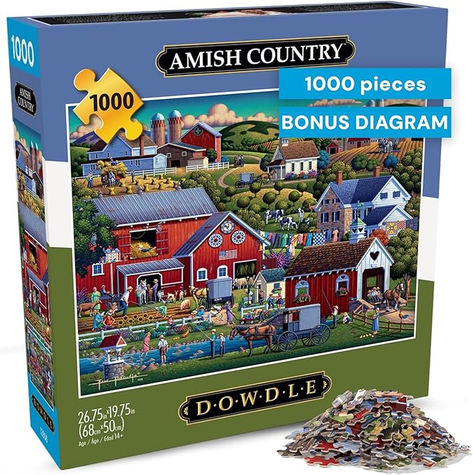 Buffalo Games - Jigsaw Puzzles 1000 Pieces - Dowdle Amish Country - 1000 Piece Puzzle for Adults - Premium Giftable Foil Box with Reference Poster