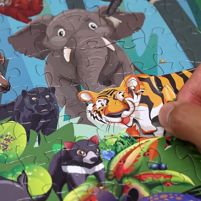 Think2Master Rainforest Jungle Animals 500 Pieces vith Large Pieces Jigsaw Puzzle for Seniors, Adults & Families. Great Gift Size: 26.8” X 18.9”